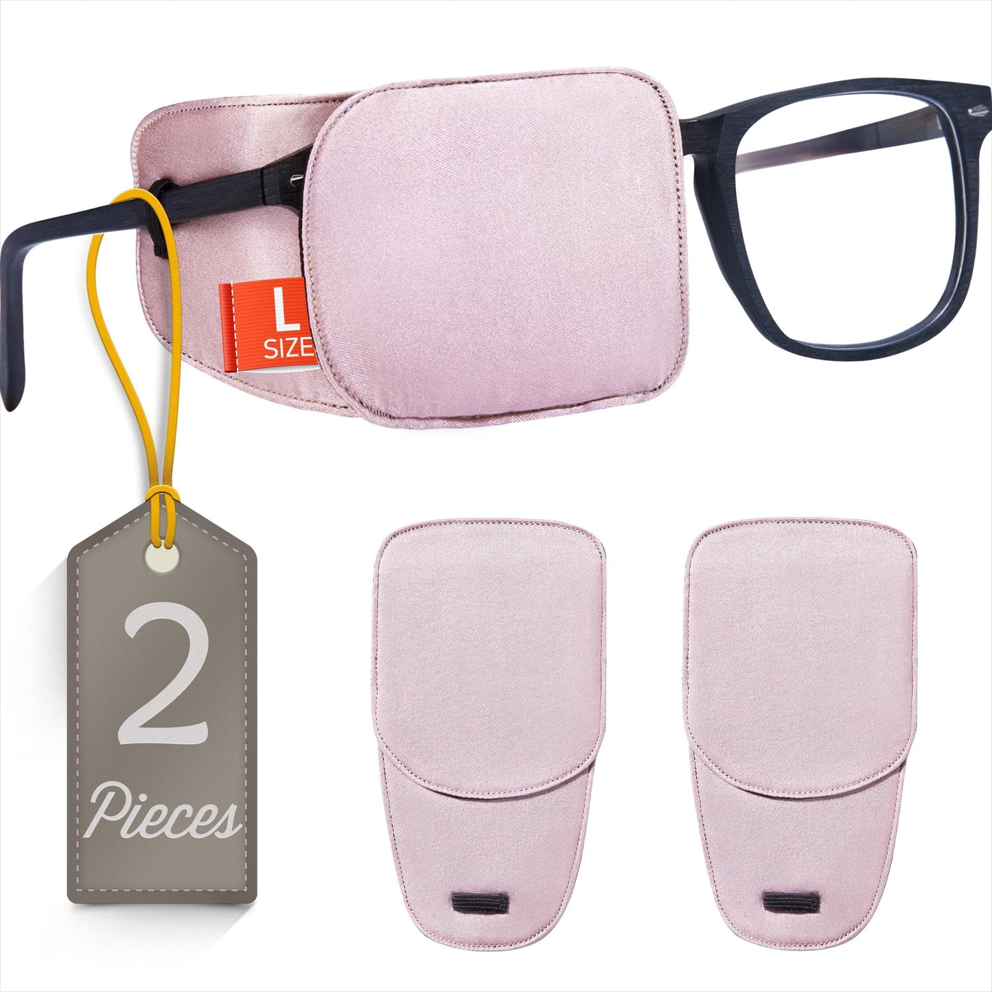 Astropic 2Pcs Silk Eye Patches for Glasses (Large, Dusty Rose Pink)