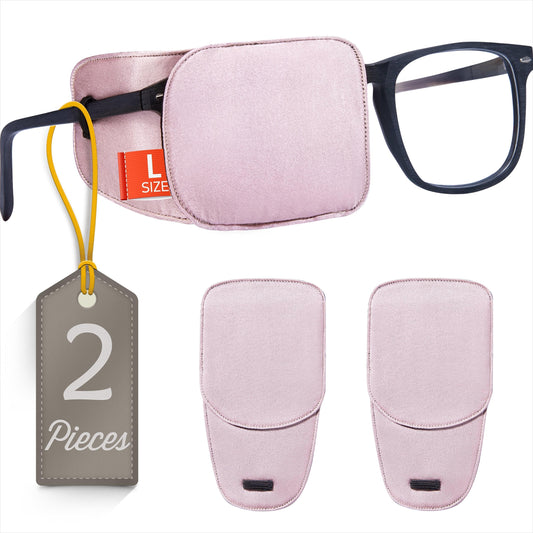 Astropic 2Pcs Silk Eye Patches for Glasses (Large, Dusty Rose Pink)
