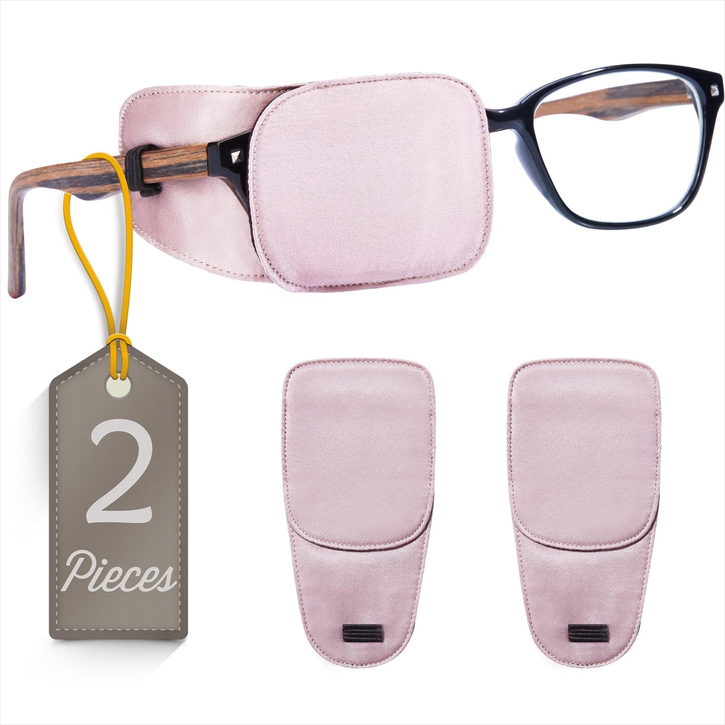 Astropic 2Pcs Silk Eye Patches for Glasses (Medium, Dusty Rose)