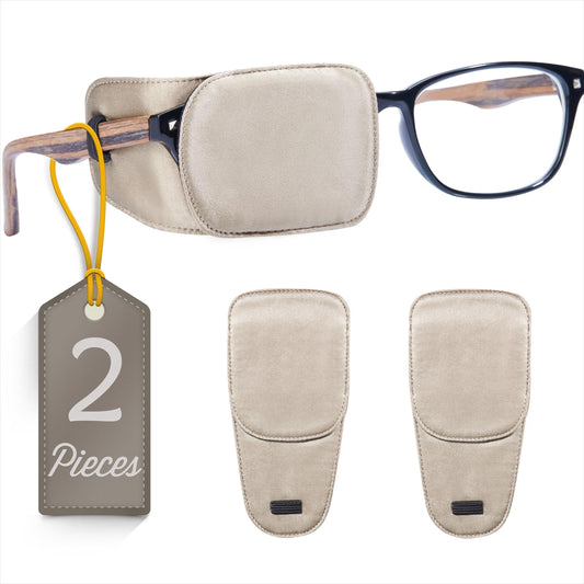 Astropic 2Pcs Silk Eye Patches for Glasses (Medium, Vintage Khaki)