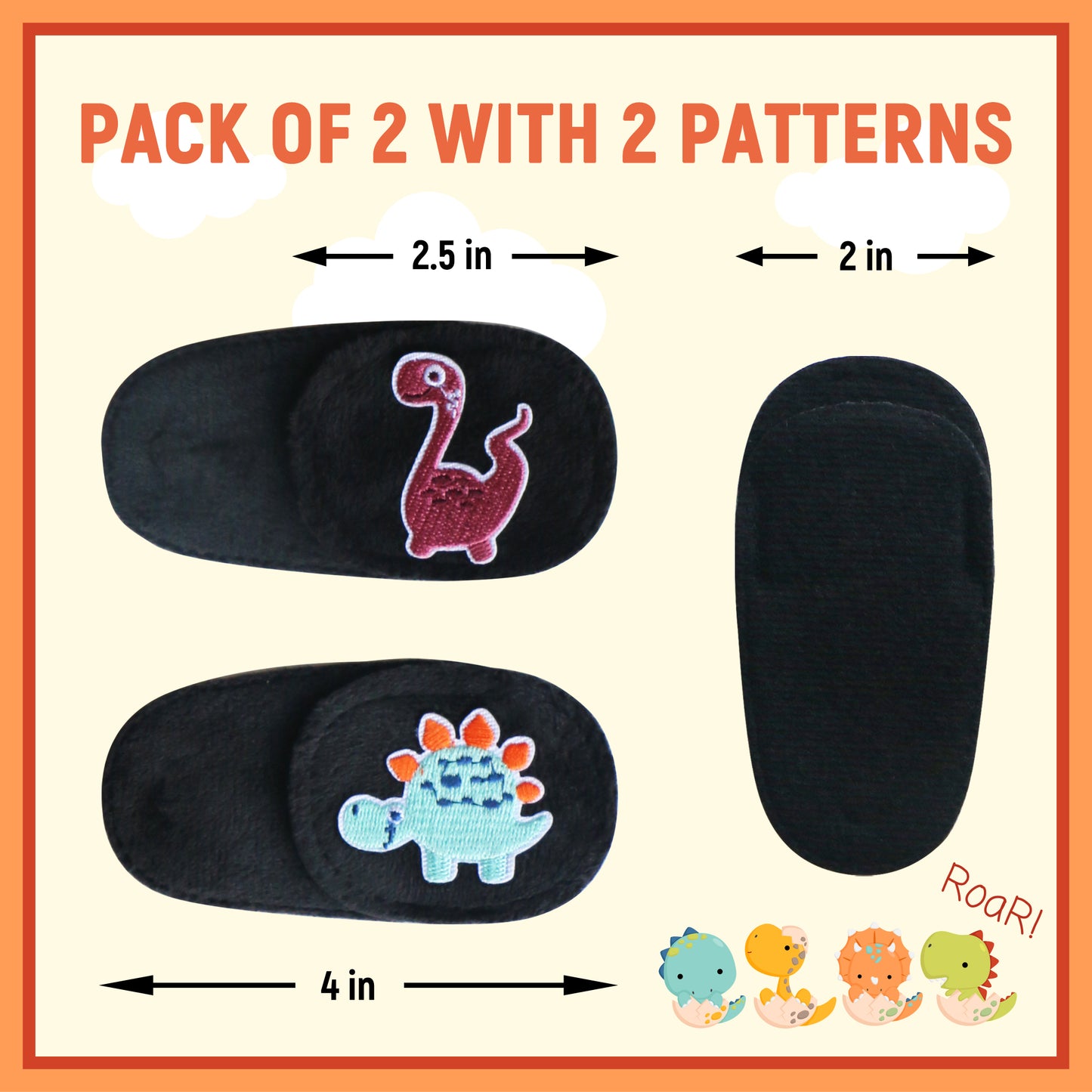 2Pcs Eye Patches for Kids Glasses (Dinosaur - Chestnut & Light Blue, Right Eye)