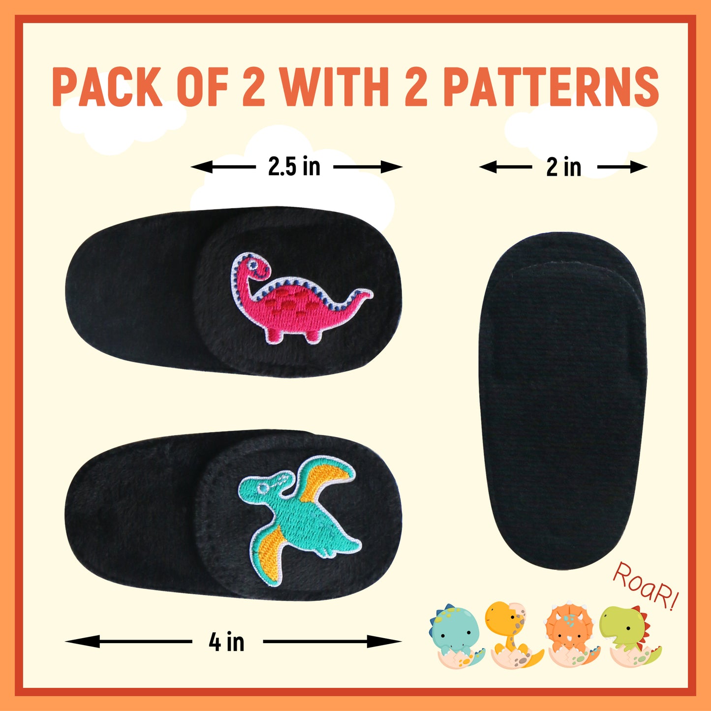 2Pcs Eye Patches for Kids Glasses (Dinosaur - Jungle Green & Wine Red, Right Eye)