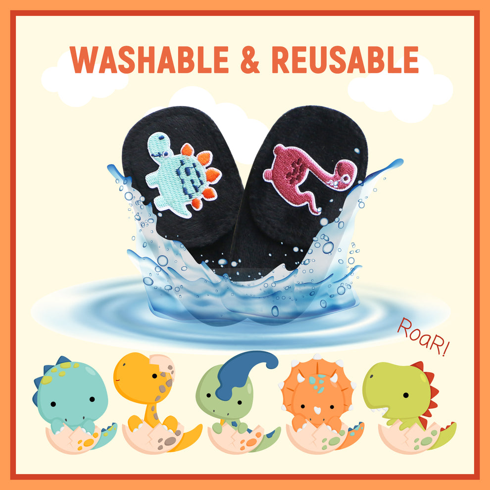 2Pcs Eye Patches for Kids Glasses (Dinosaur - Chestnut & Light Blue, Left Eye)