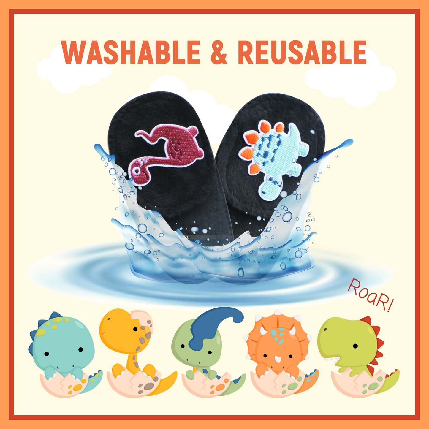 2Pcs Eye Patches for Kids Glasses (Dinosaur - Chestnut & Light Blue, Right Eye)