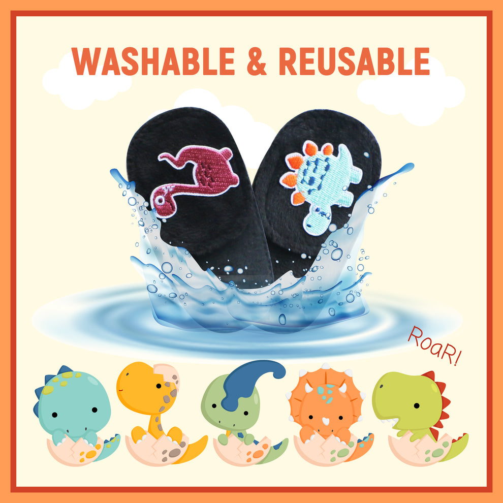 2Pcs Eye Patches for Kids Glasses (Dinosaur - Chestnut & Light Blue, Right Eye)