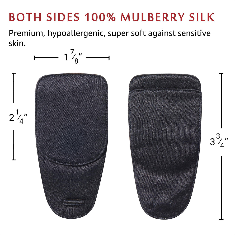Astropic 2Pcs Silk Eye Patches for Glasses (Medium, Pure Black)