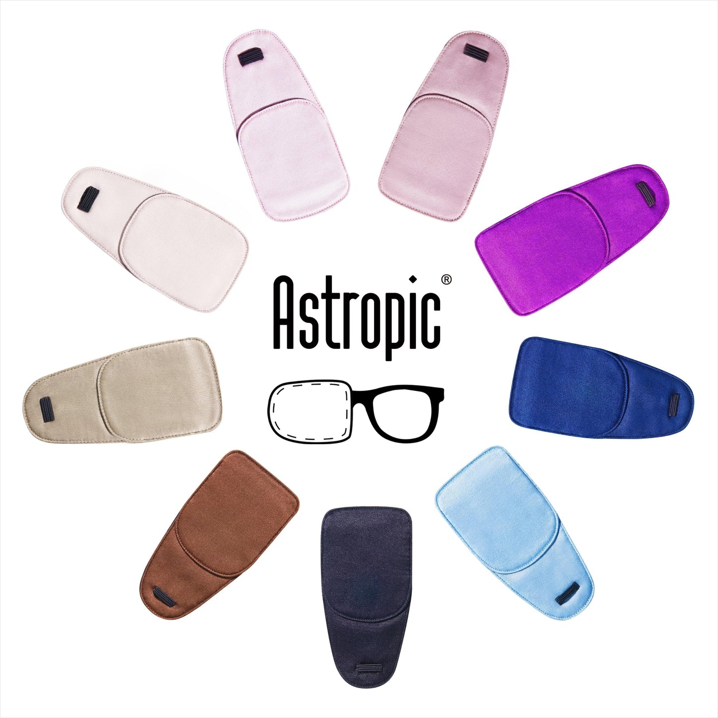 Astropic 2Pcs Silk Eye Patches for Glasses (Medium, Pure Black)