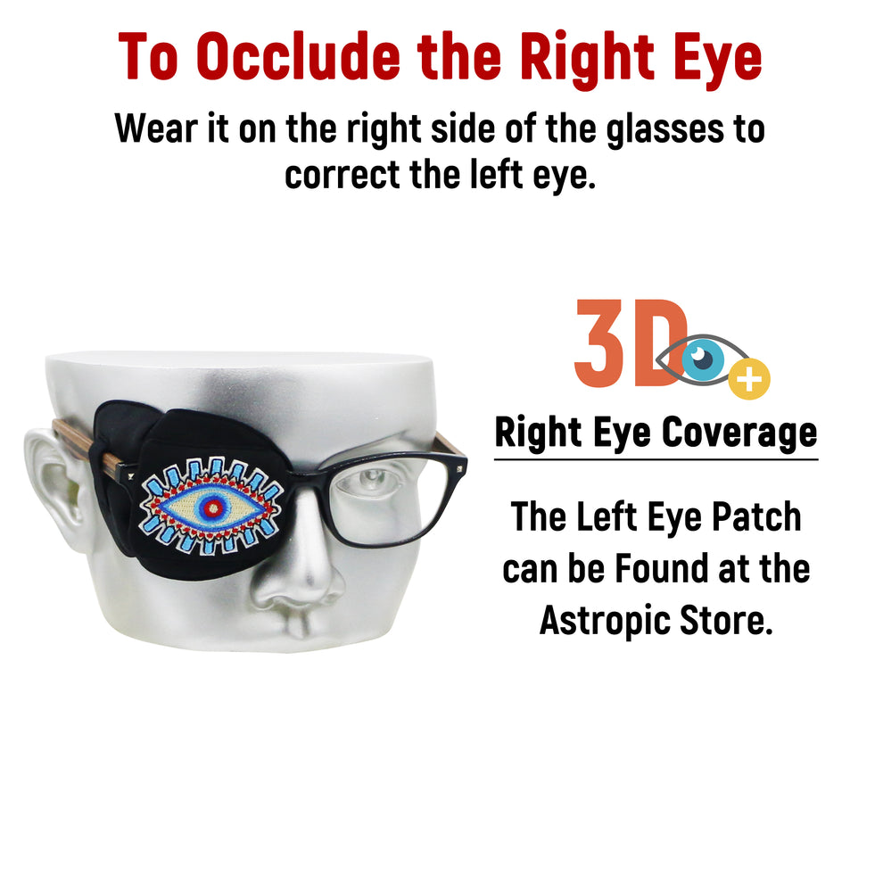 3D Silk Eye Patch for Adults Kids | Medical Eye Patch for Glasses (Balck - Evil Eye, Right Eye)