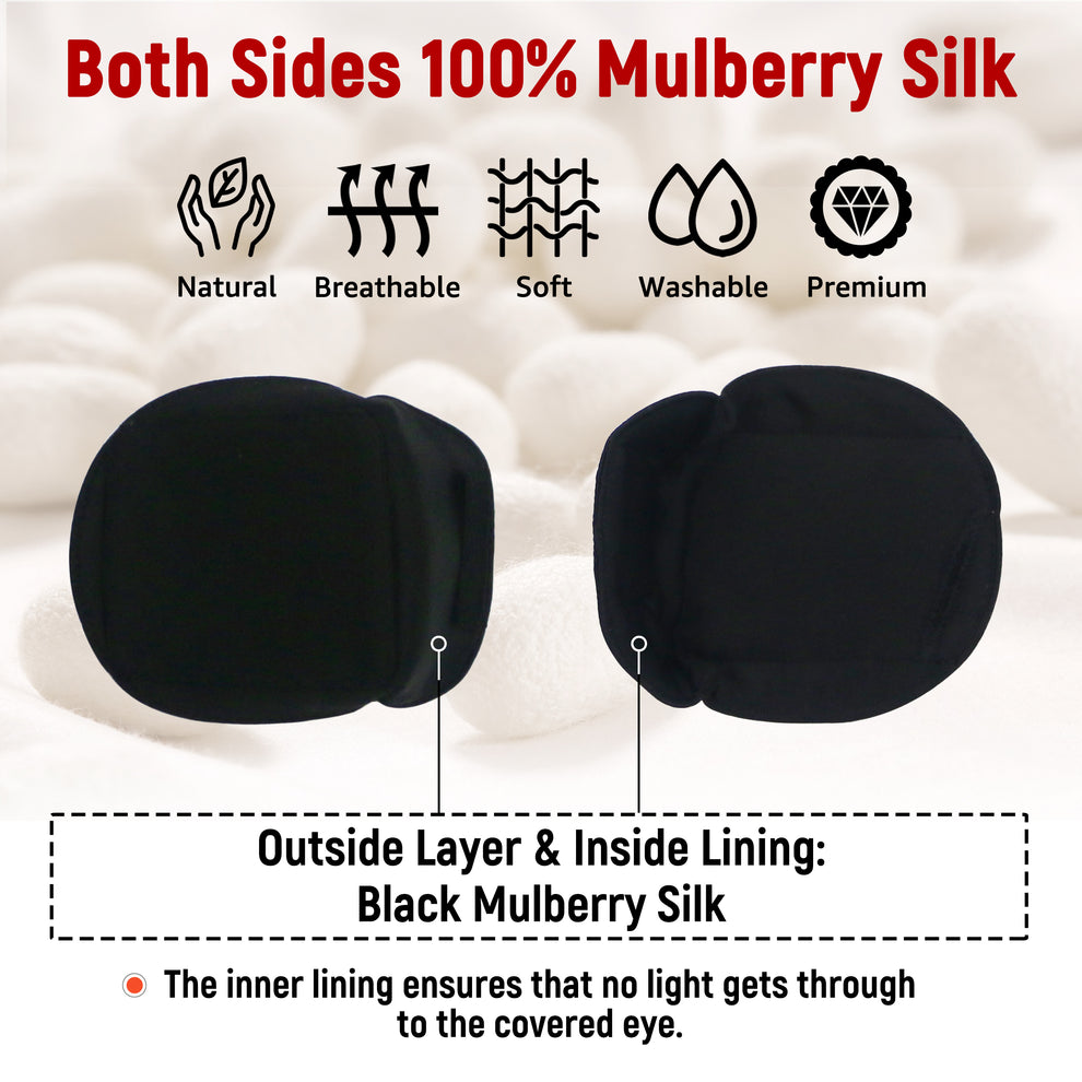 3D Silk Eye Patch for Adults Kids | Medical Eye Patch for Glasses (Balck, Left Eye)