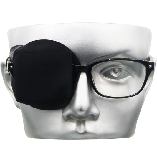 3D Silk Eye Patch for Adults Kids | Medical Eye Patch for Glasses (Balck, Right Eye)