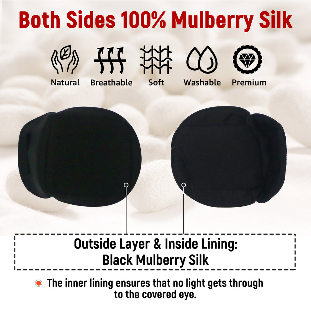 3D Silk Eye Patch for Adults Kids | Medical Eye Patch for Glasses (Balck, Right Eye)