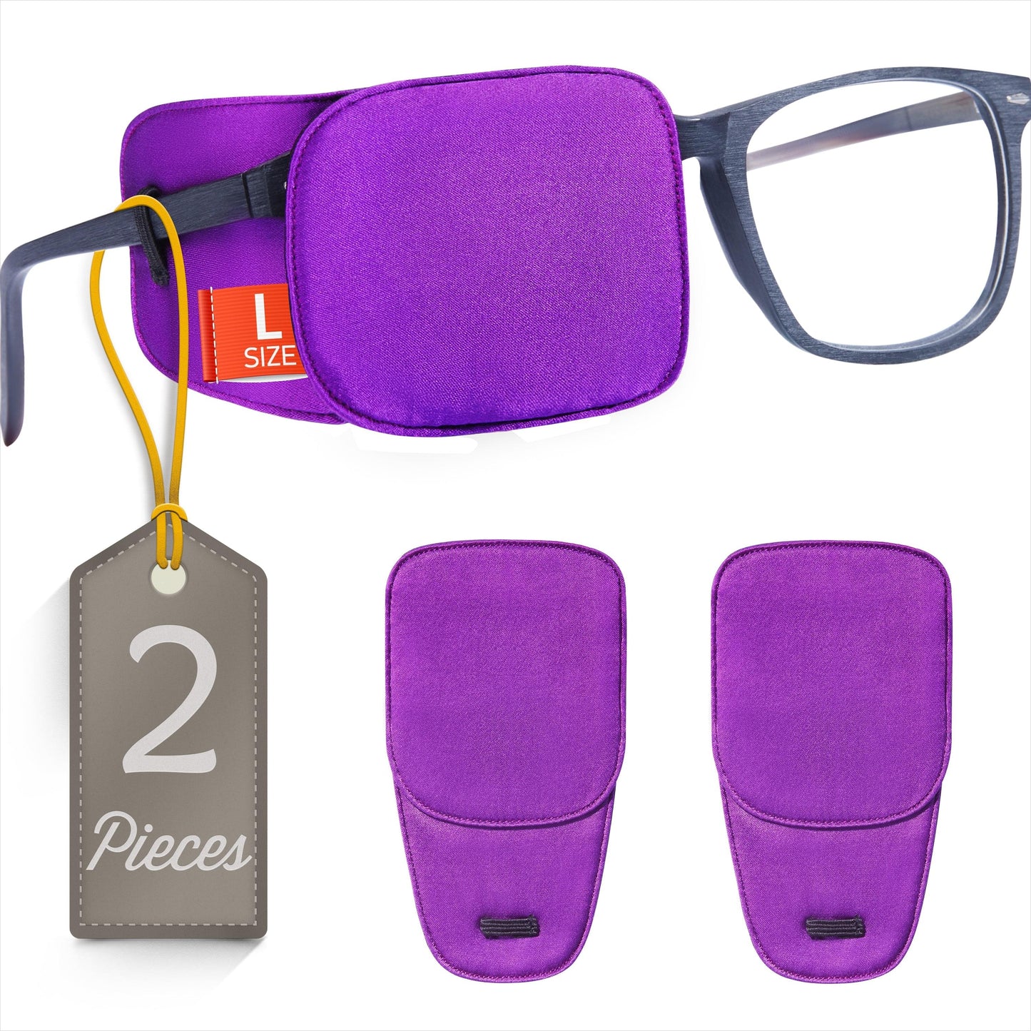 Astropic 2Pcs Silk Eye Patches for Glasses (Large, Bright Violet)