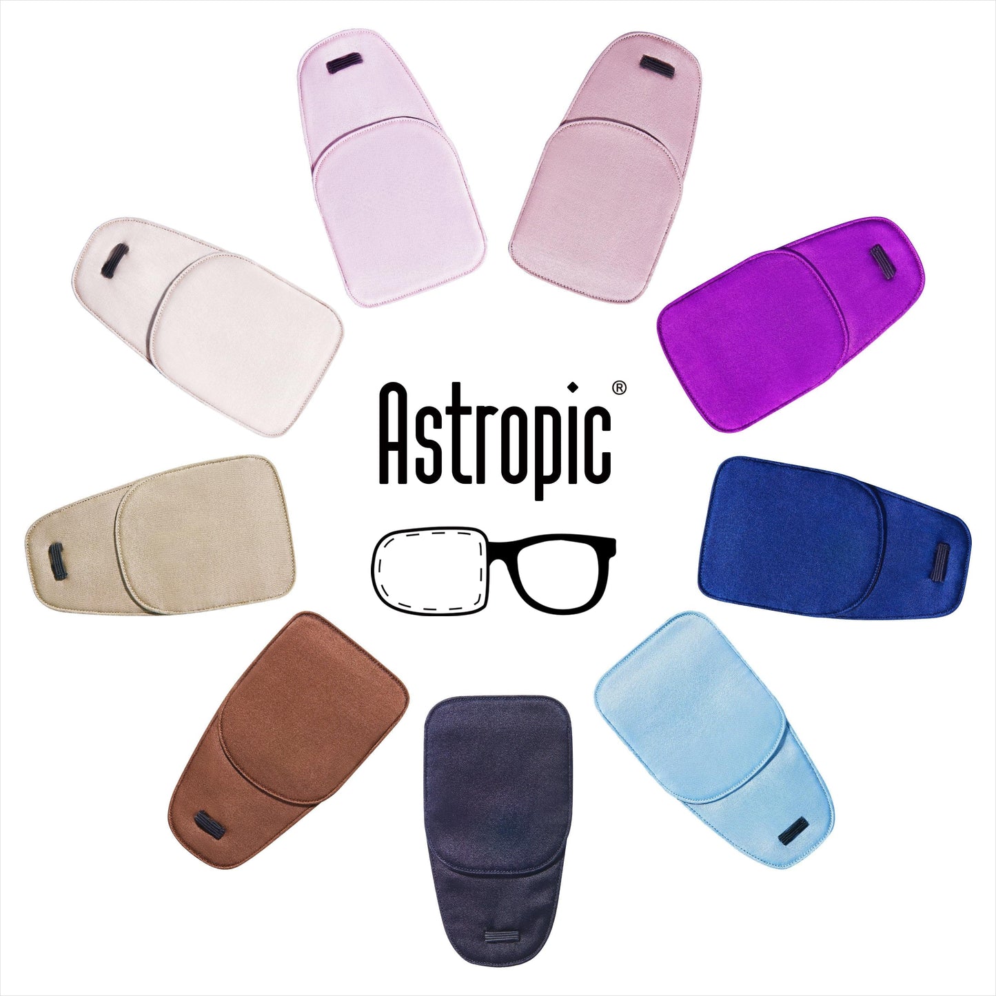 Astropic 2Pcs Silk Eye Patches for Glasses (Large, Bright Violet)
