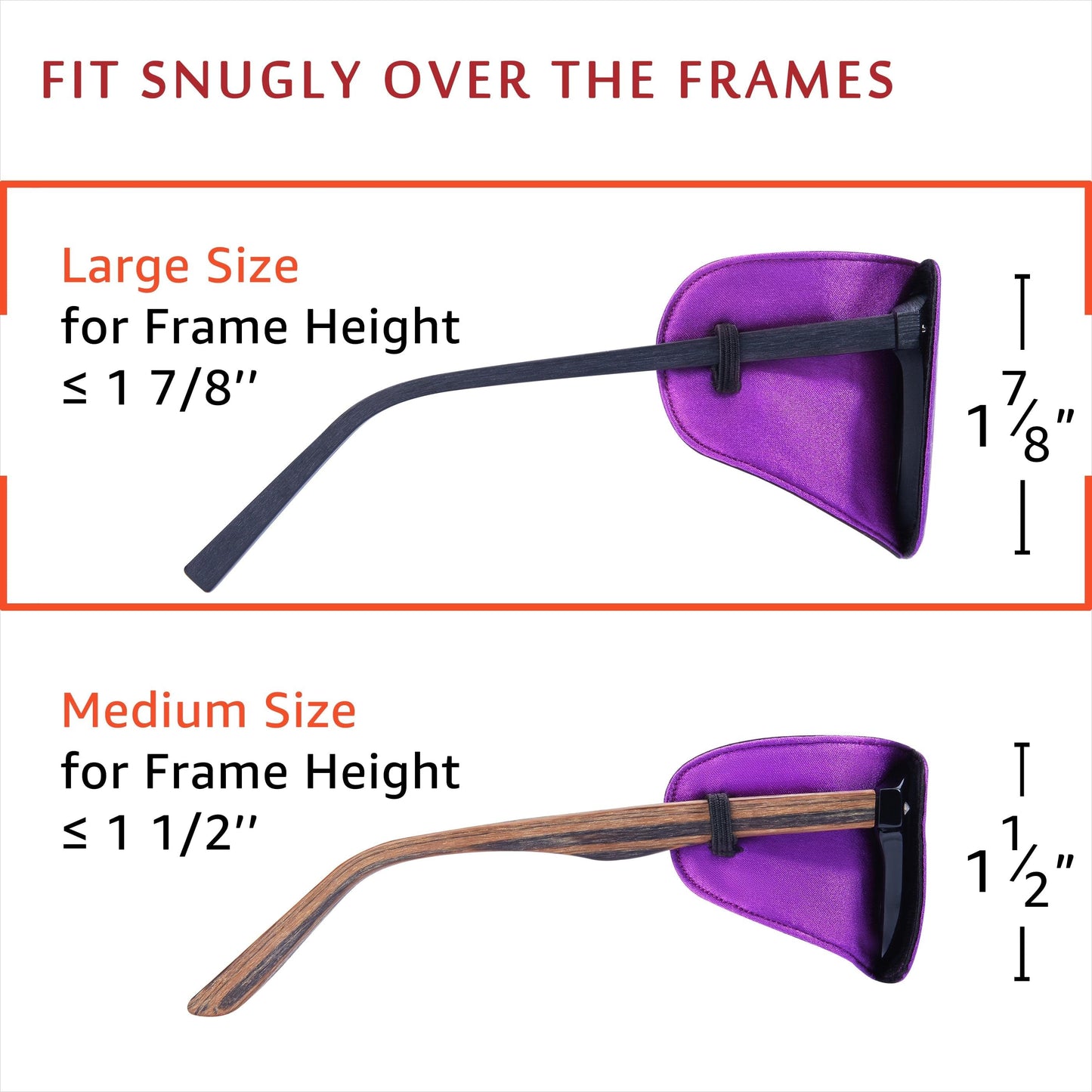 Astropic 2Pcs Silk Eye Patches for Glasses (Large, Bright Violet)