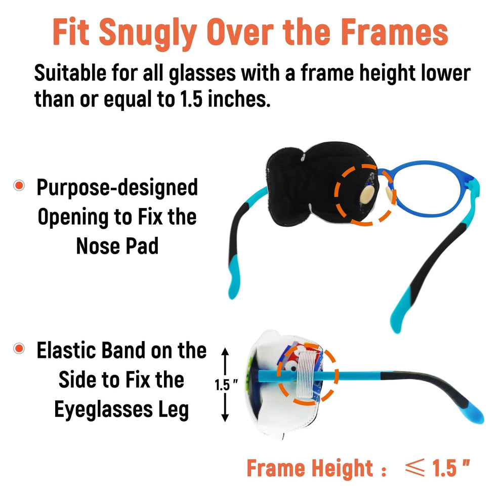 3D Cotton & Silk Eye Patch for Kids Boys Glasses (Blue Robot, Left Eye)