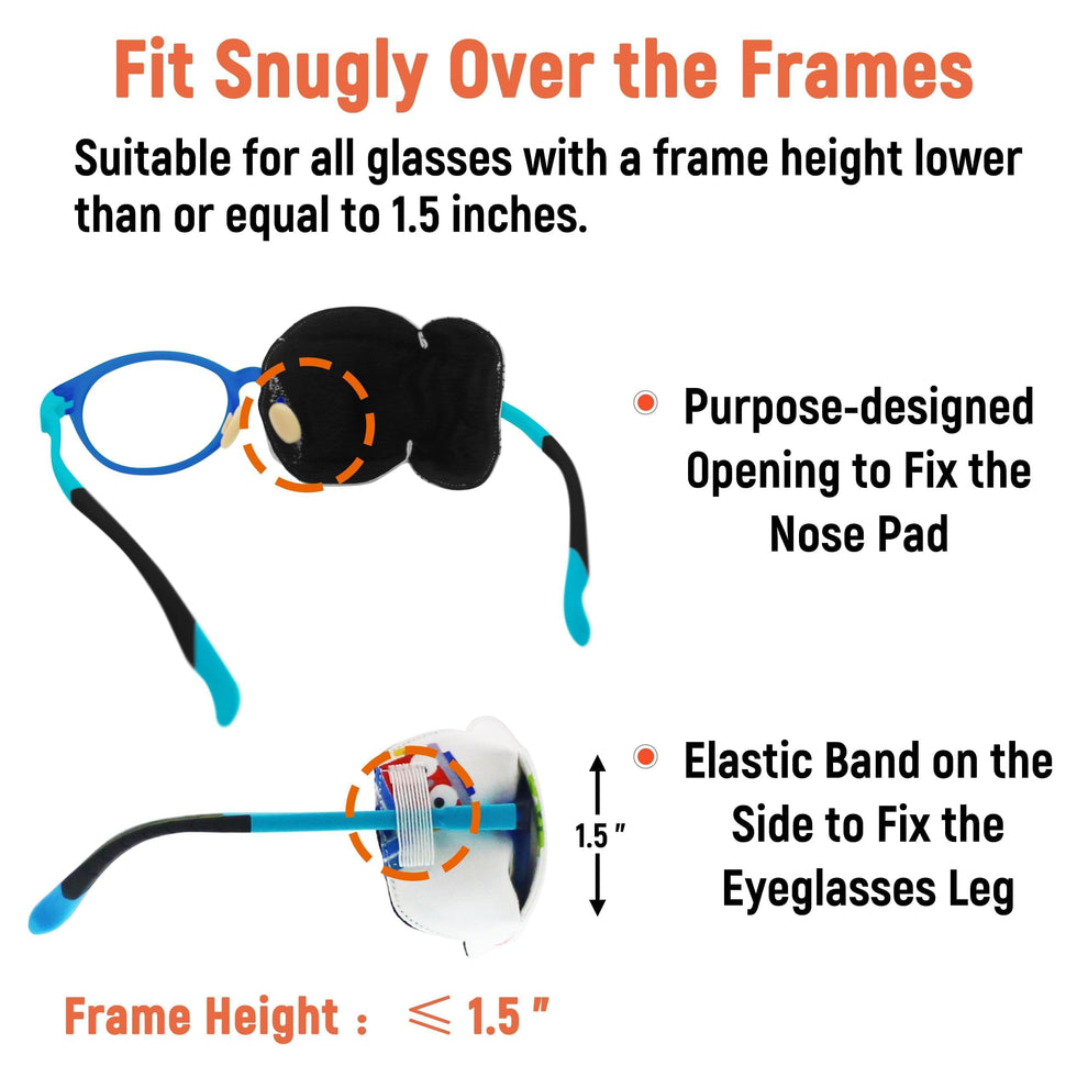 3D Cotton & Silk Eye Patch for Kids Boys Glasses (Gray Robot, Right Eye)
