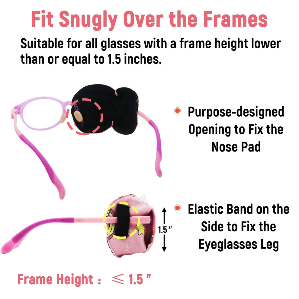 3D Cotton & Silk Eye Patch for Kids Girls Glasses (Pink Hair Unicorn, Right Eye)