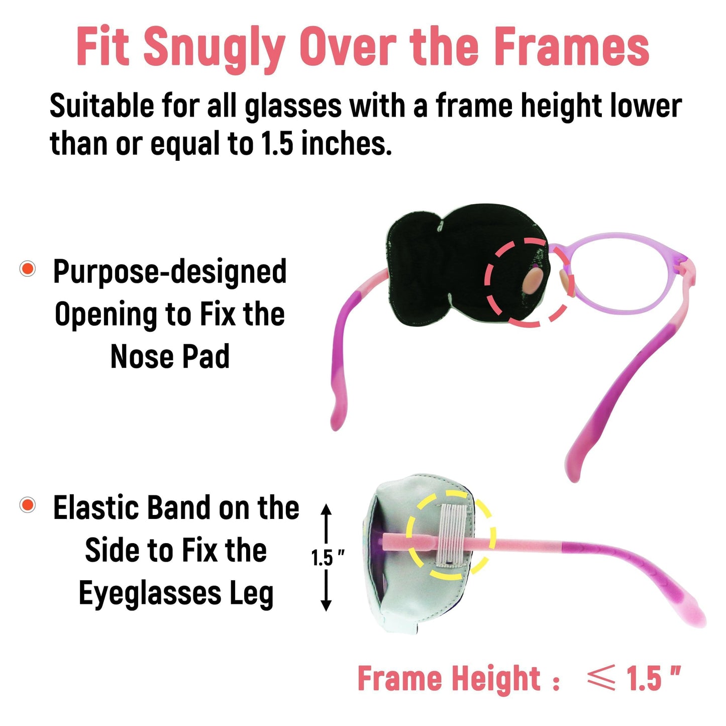 3D Silk Eye Patch for Kids Girls Glasses (Pink Unicorn, Left Eye)