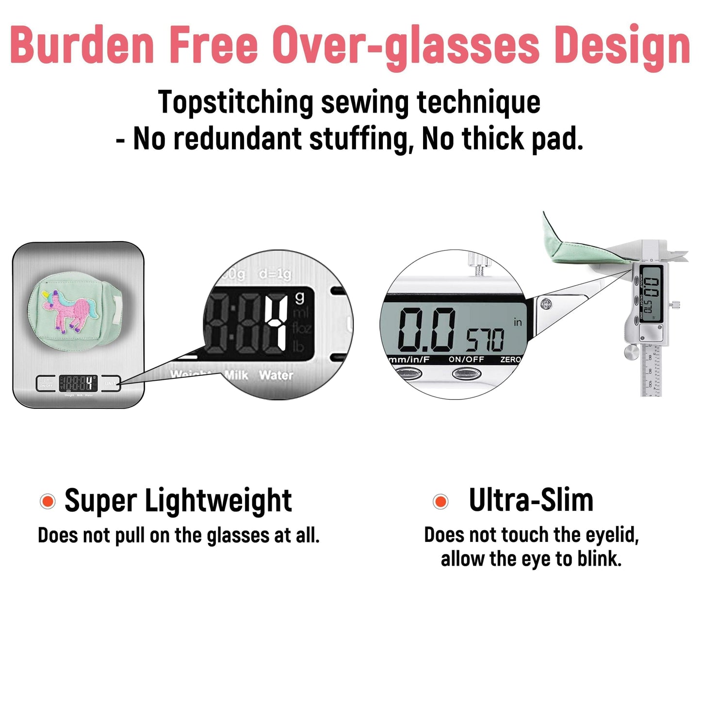 3D Silk Eye Patch for Kids Girls Glasses (Pink Unicorn, Left Eye)