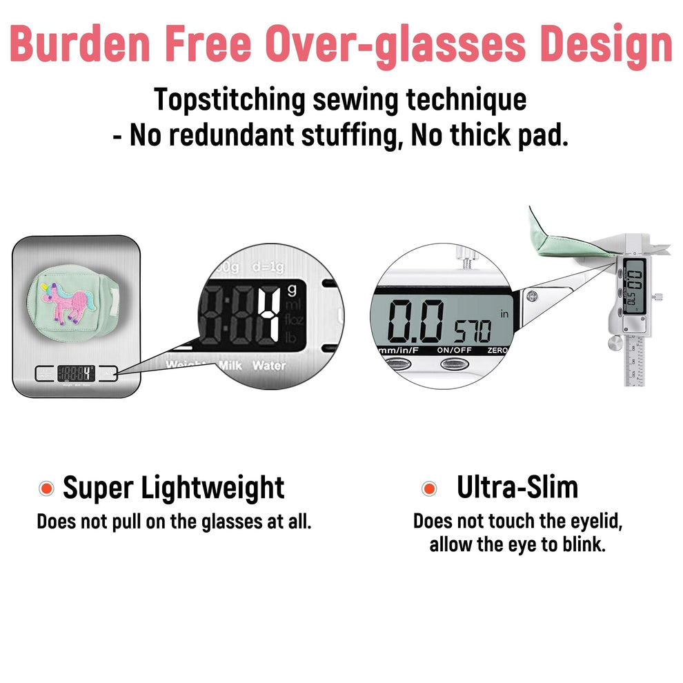 3D Silk Eye Patch for Kids Girls Glasses (Pink Unicorn, Left Eye)