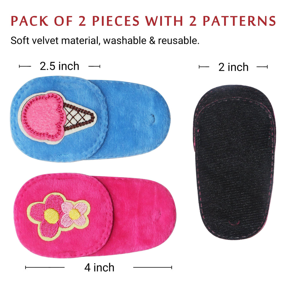 2Pcs Eye Patches for Kids Glasses (Pink Flower & Blue Icecream)