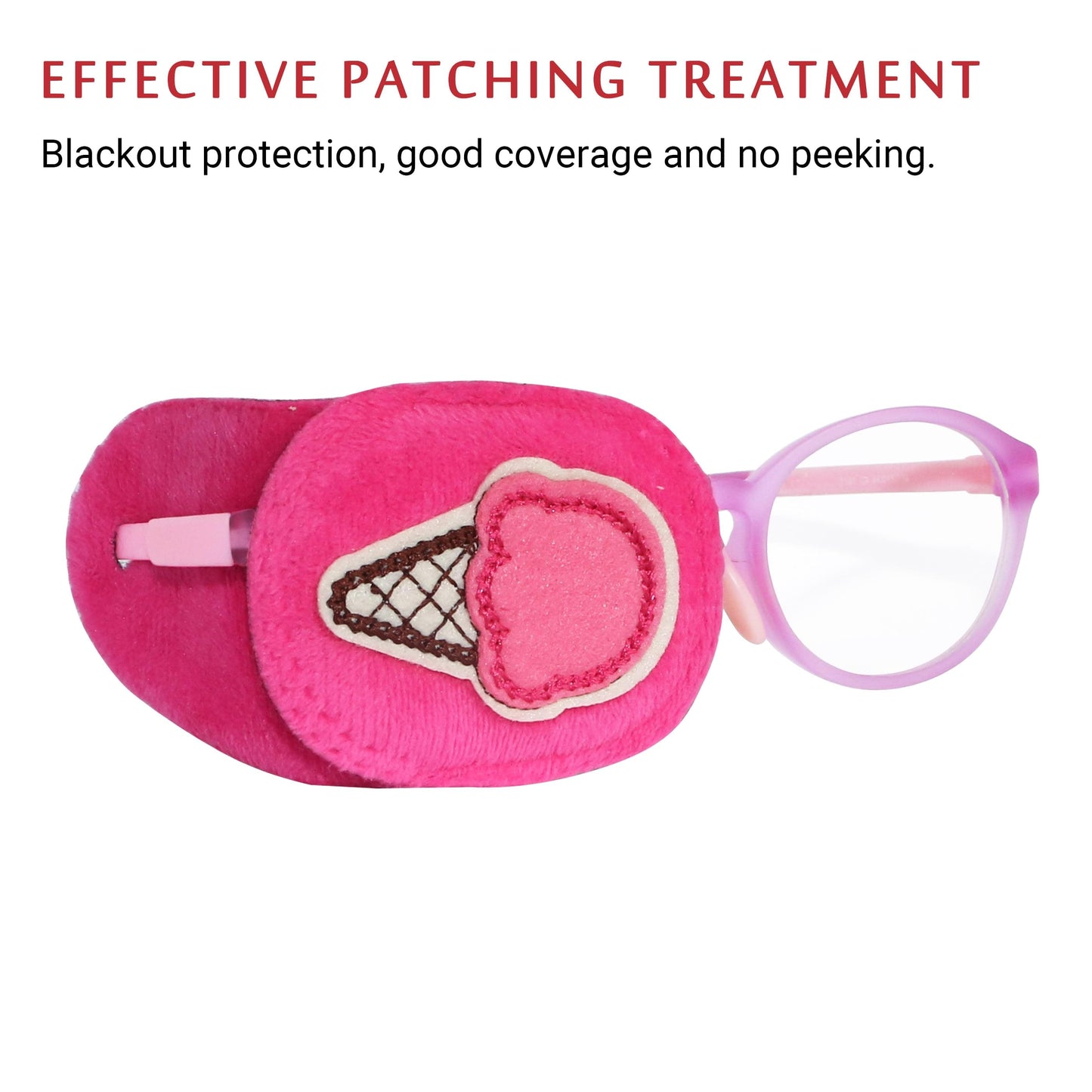 2Pcs Eye Patches for Kids Glasses (Pink Icecream & Blue Flower)