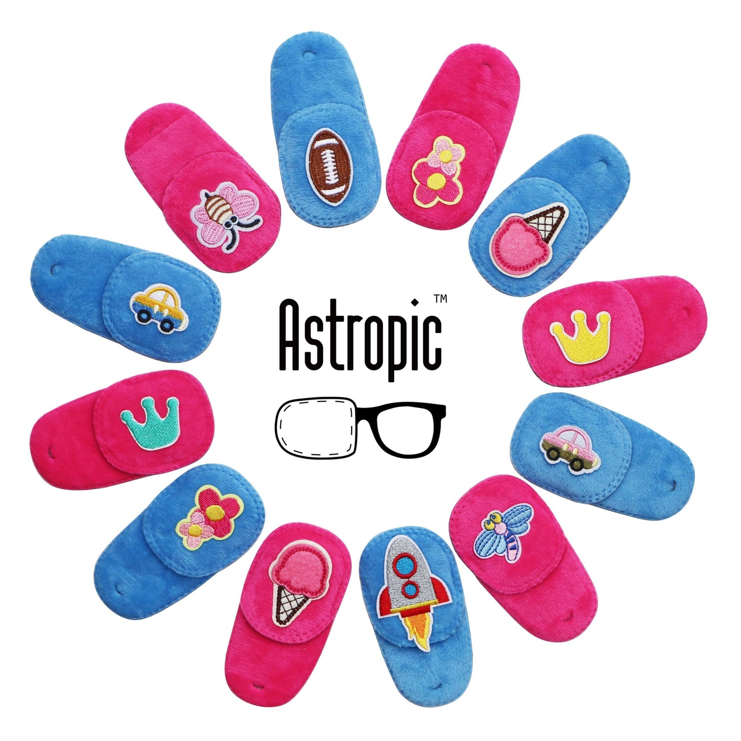 2Pcs Eye Patches for Kids Glasses (Rocket & Football)