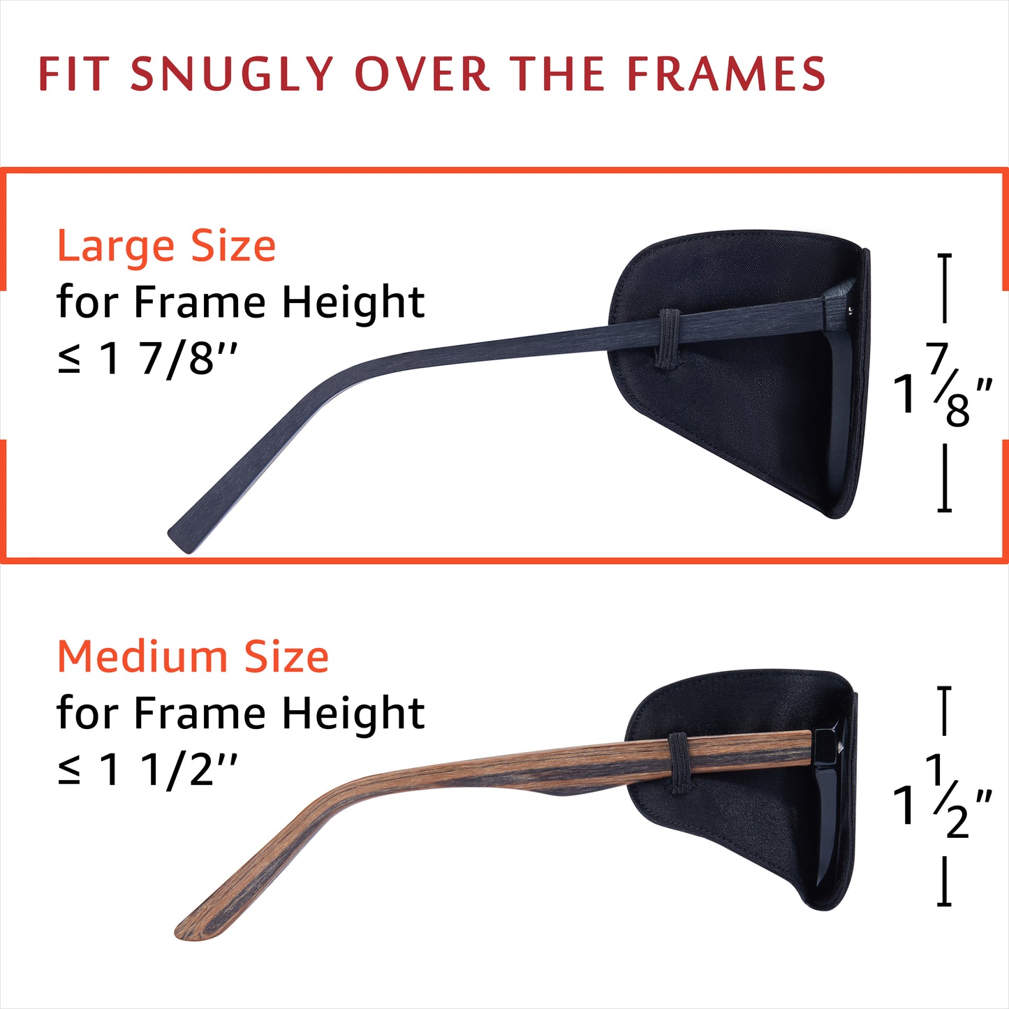 Silk Eye Patch for Glasses (Large, Pure Black)