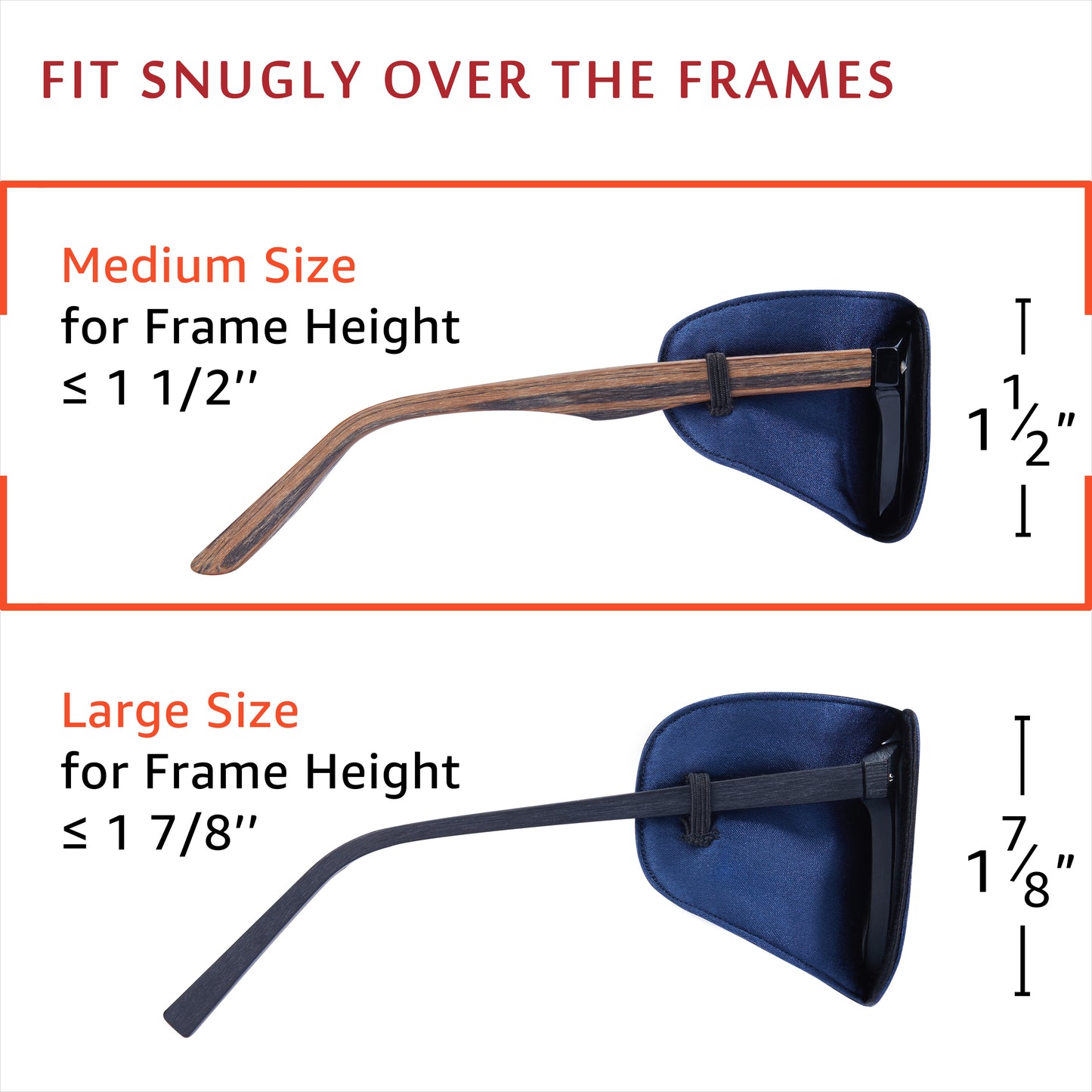 Silk Eye Patch for Glasses (Medium, Navy Blue)