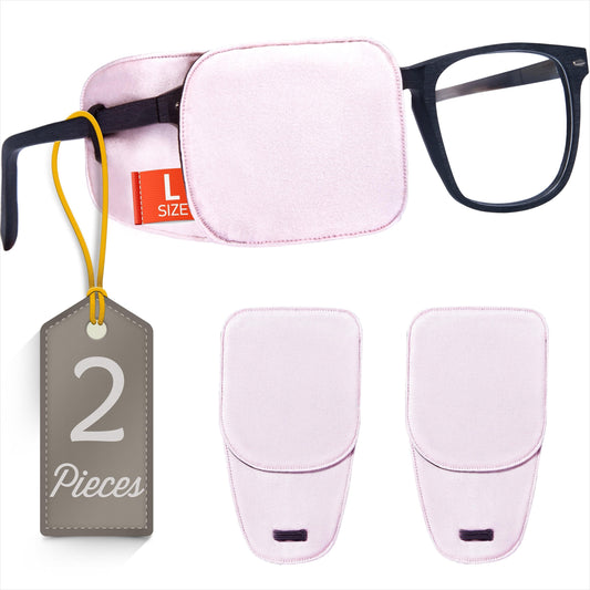 Astropic 2Pcs Silk Eye Patches for Glasses (Large, English Rose Pink)