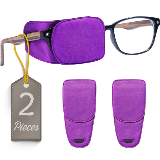 Astropic 2Pcs Silk Eye Patches for Glasses (Medium, Bright Violet)