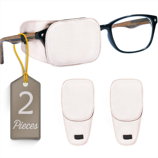 Astropic 2Pcs Silk Eye Patches for Glasses (Medium, Creamy Beige)