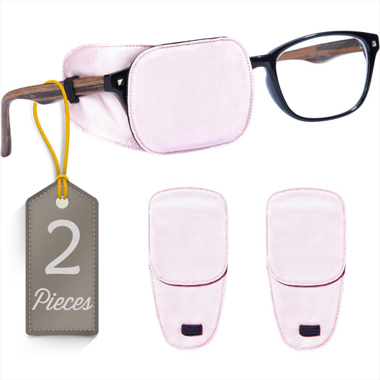 Astropic 2Pcs Silk Eye Patches for Glasses (Medium, English Rose Pink)