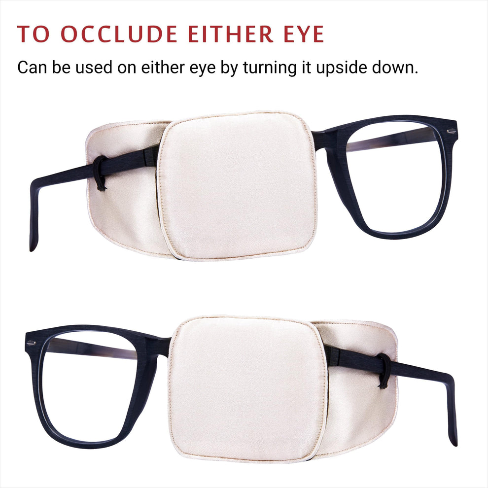 Silk Eye Patch for Glasses (Large, Creamy Beige) 