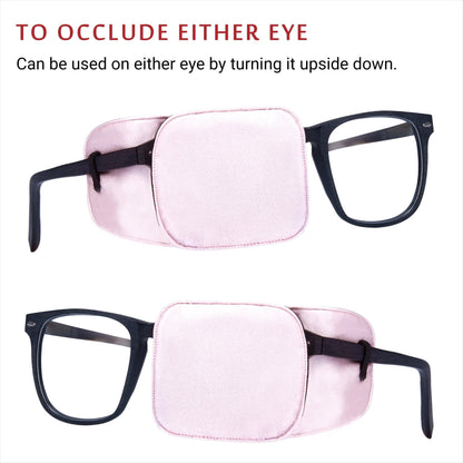 Astropic 2Pcs Silk Eye Patches for Glasses (Large, English Rose Pink)