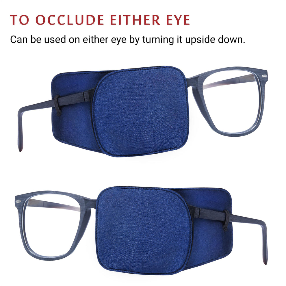 Astropic 2Pcs Silk Eye Patches for Glasses (Large, Navy Blue) 