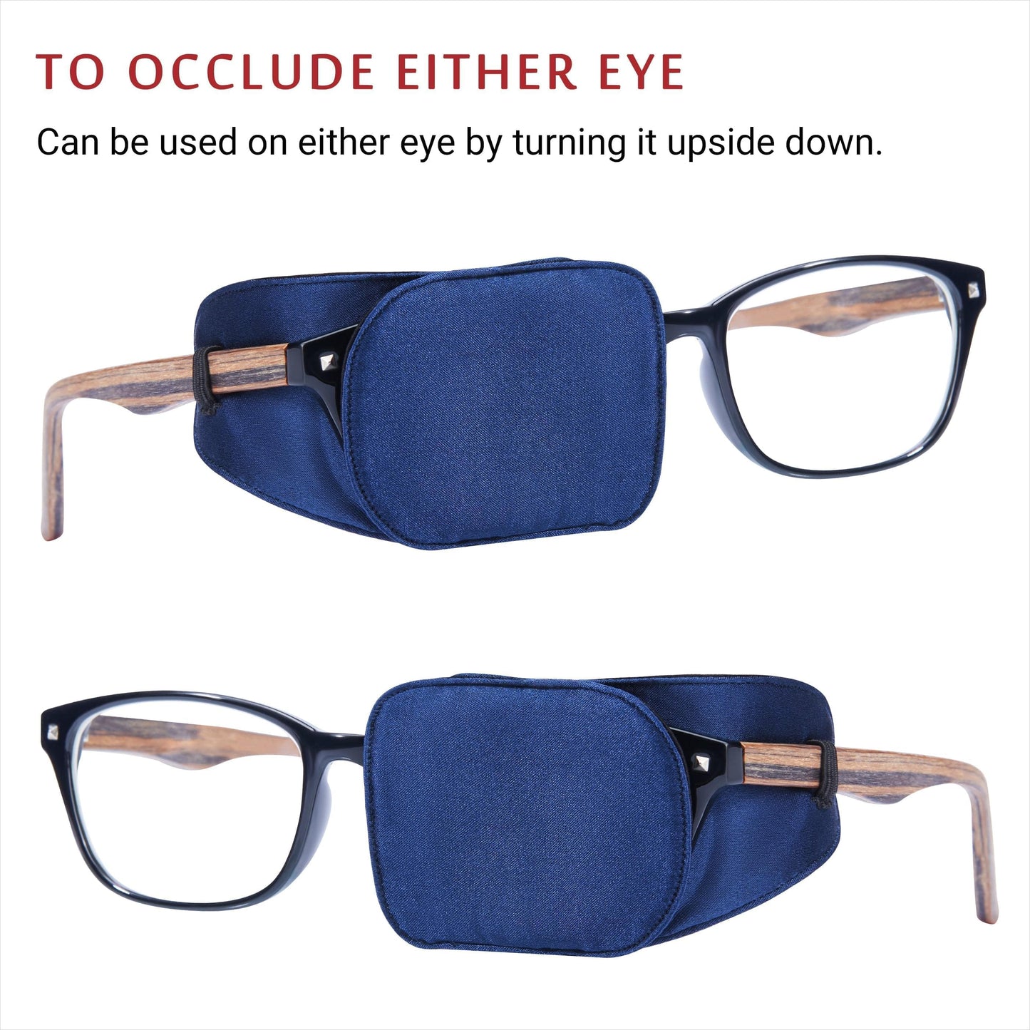 Astropic 2Pcs Silk Eye Patches for Glasses (Medium, Navy Blue)