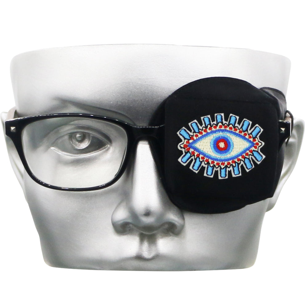 3D Silk Eye Patch for Adults Kids | Medical Eye Patch for Glasses (Balck - Evil Eye, Left Eye) 