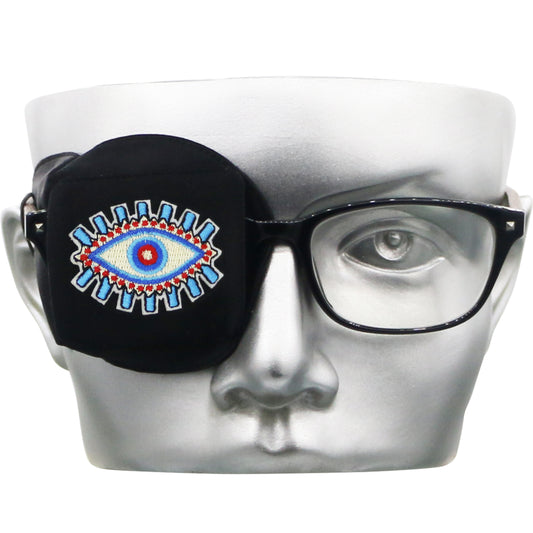 3D Silk Eye Patch for Adults Kids | Medical Eye Patch for Glasses (Balck - Evil Eye, Right Eye)