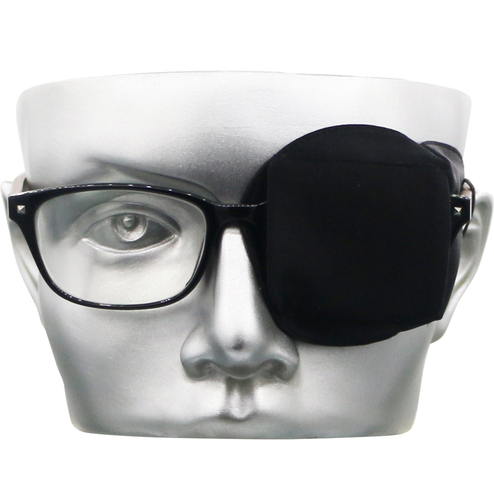 3D Silk Eye Patch for Adults Kids | Medical Eye Patch for Glasses (Balck, Left Eye) 