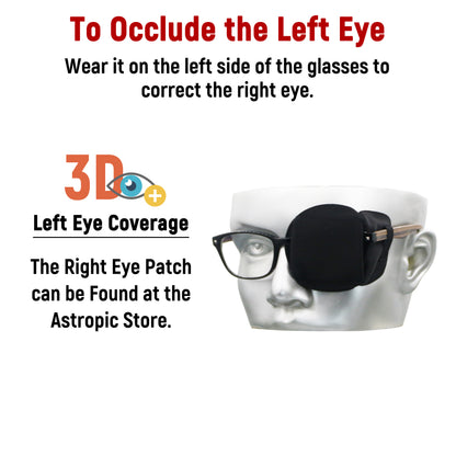 3D Silk Eye Patch for Adults Kids | Medical Eye Patch for Glasses (Balck, Left Eye)
