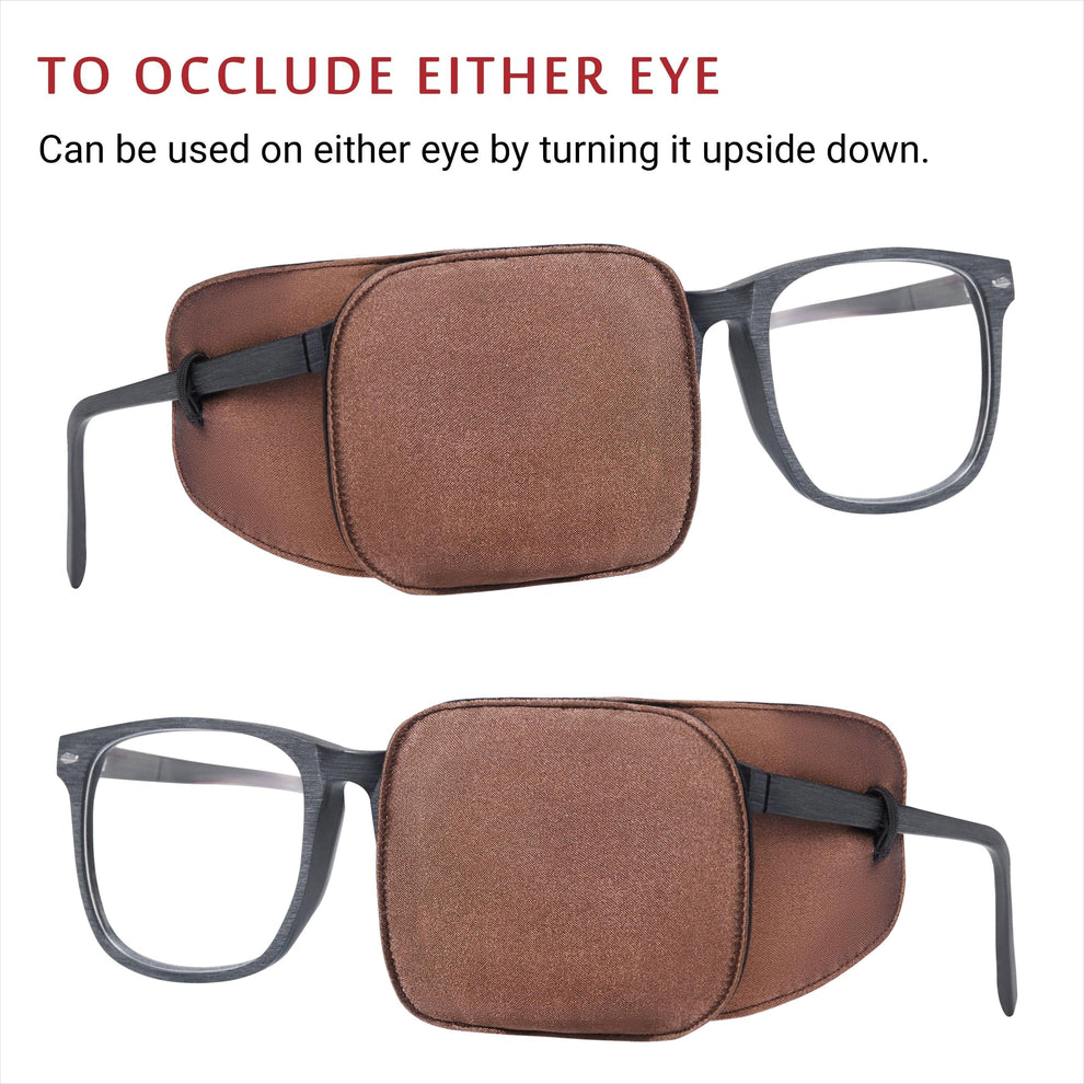 Astropic 2Pcs Silk Eye Patches for Glasses (Large, Chocolate Brown) 