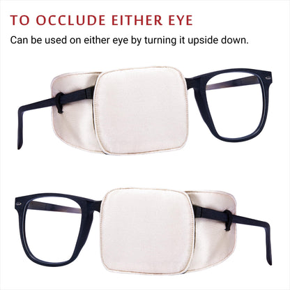 Astropic 2Pcs Silk Eye Patches for Glasses (Large, Creamy Beige)