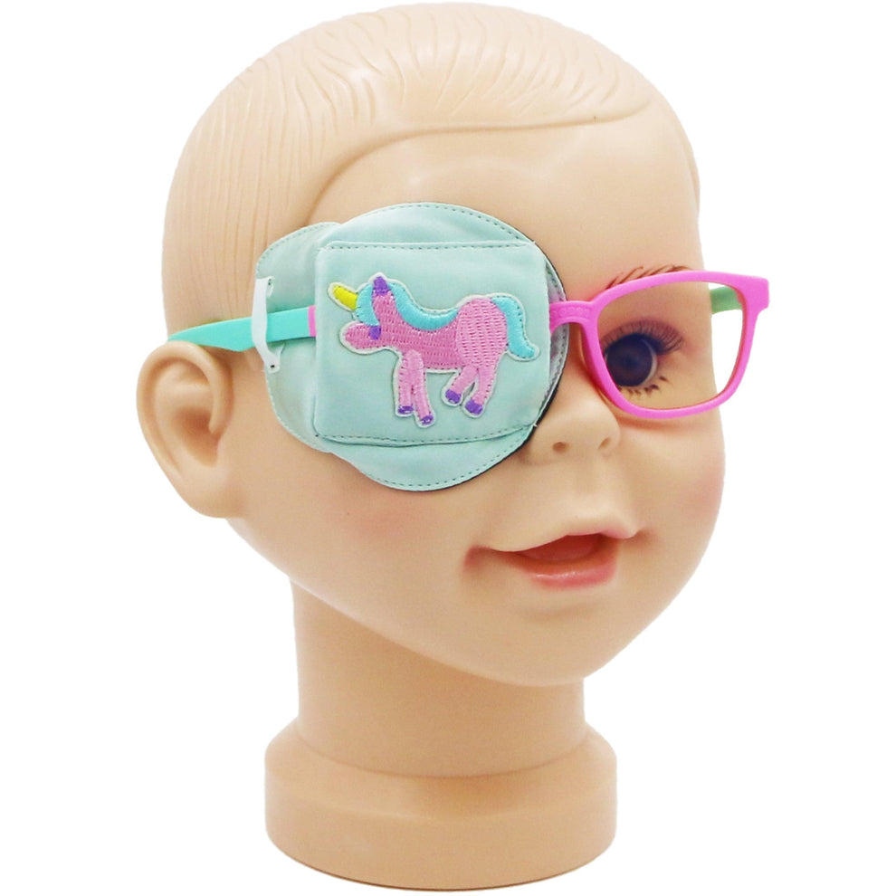 3D Silk Eye Patch for Kids Girls Glasses (Pink Unicorn, Right Eye) 