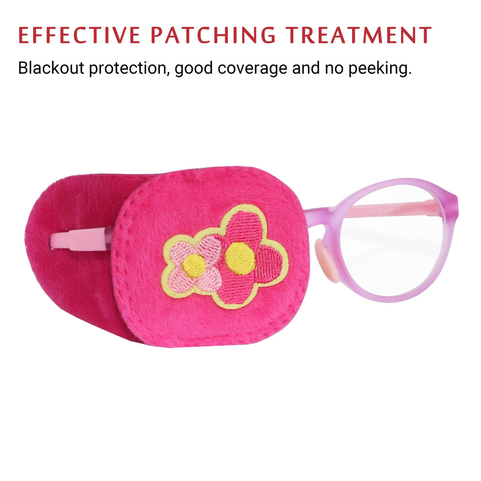 2Pcs Eye Patches for Kids Glasses (Pink Flower & Blue Icecream) 