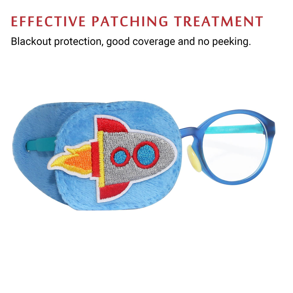 2Pcs Eye Patches for Kids Glasses (Rocket & Football) 