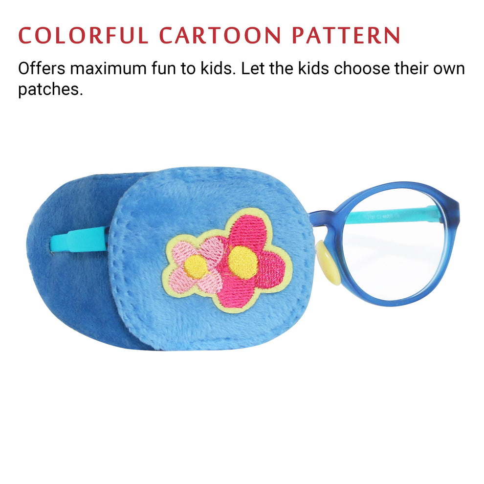 2Pcs Eye Patches for Kids Glasses (Pink Icecream & Blue Flower) 