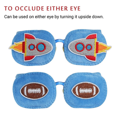 2Pcs Eye Patches for Kids Glasses (Rocket & Football)