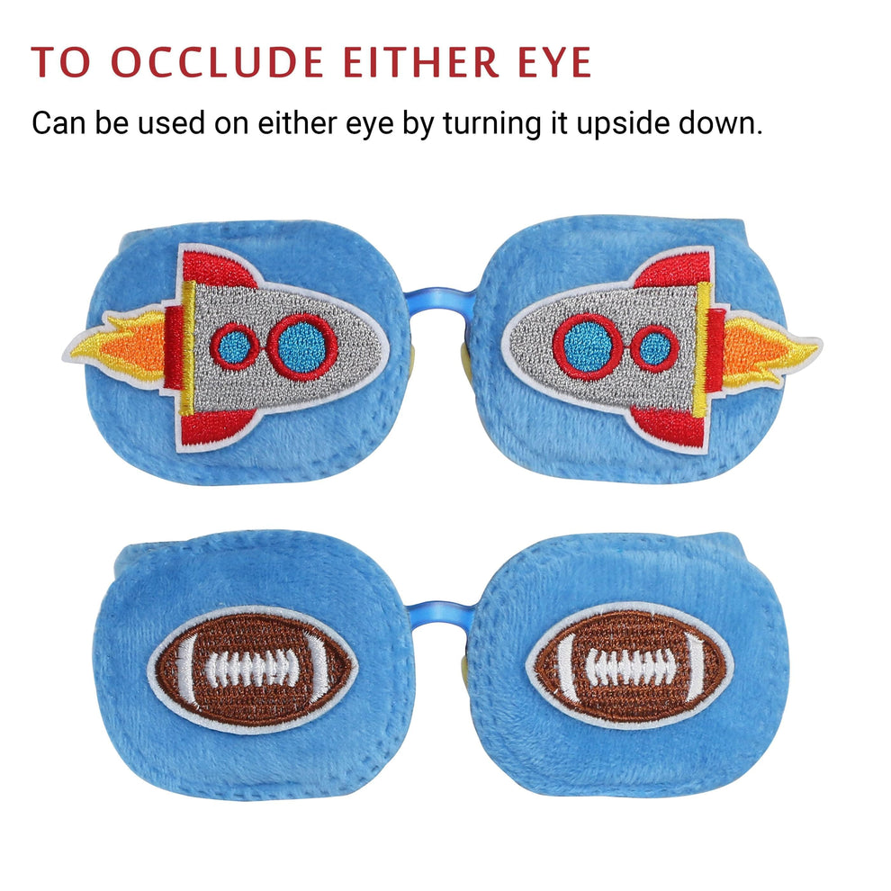 2Pcs Eye Patches for Kids Glasses (Rocket & Football) 