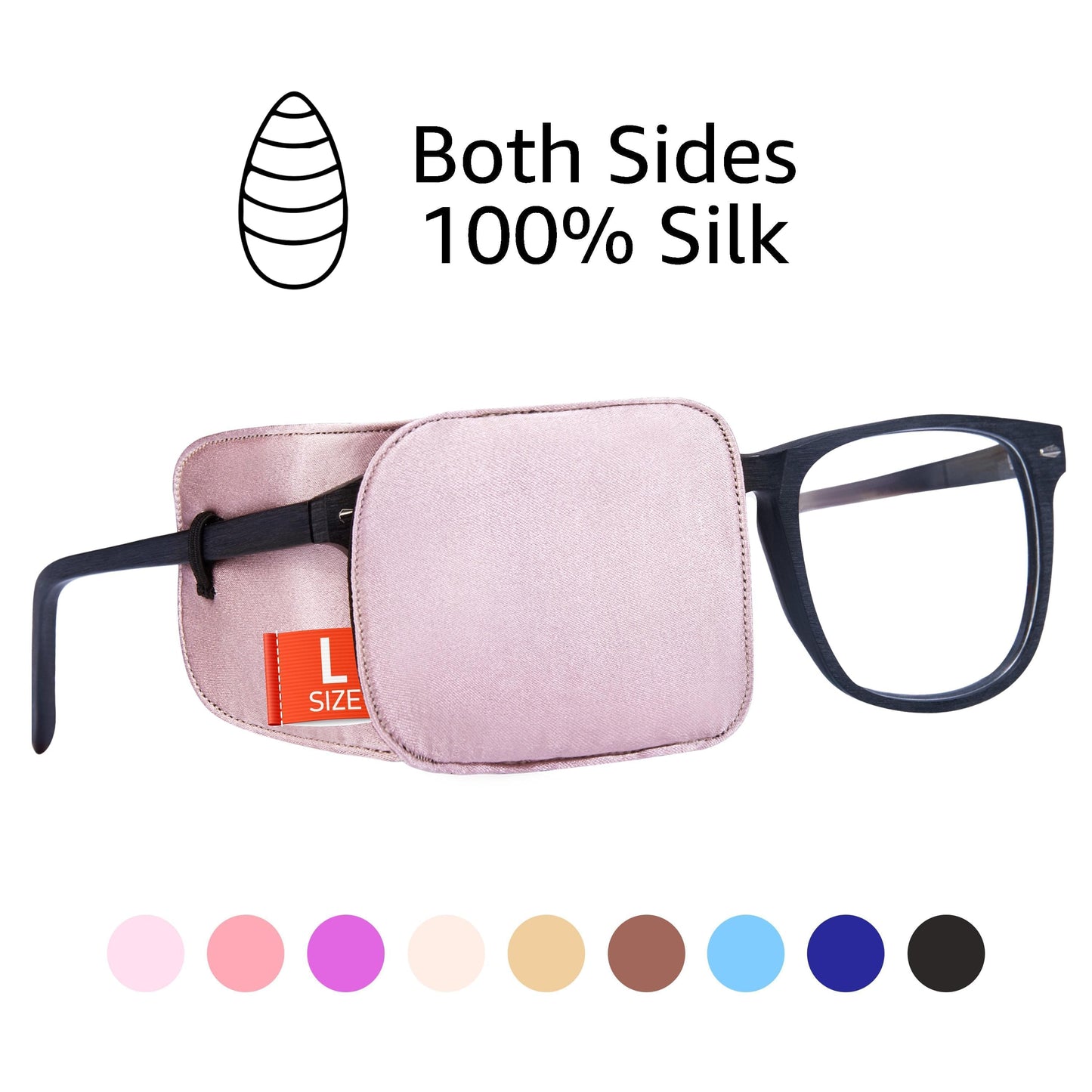 Silk Eye Patch for Glasses (Large, Dusty Rose Pink)